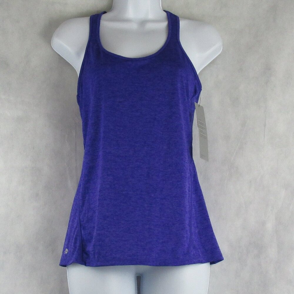 Ideology Women's Activewear Heathered Racerback Tank Top, Blazing Purple, XS